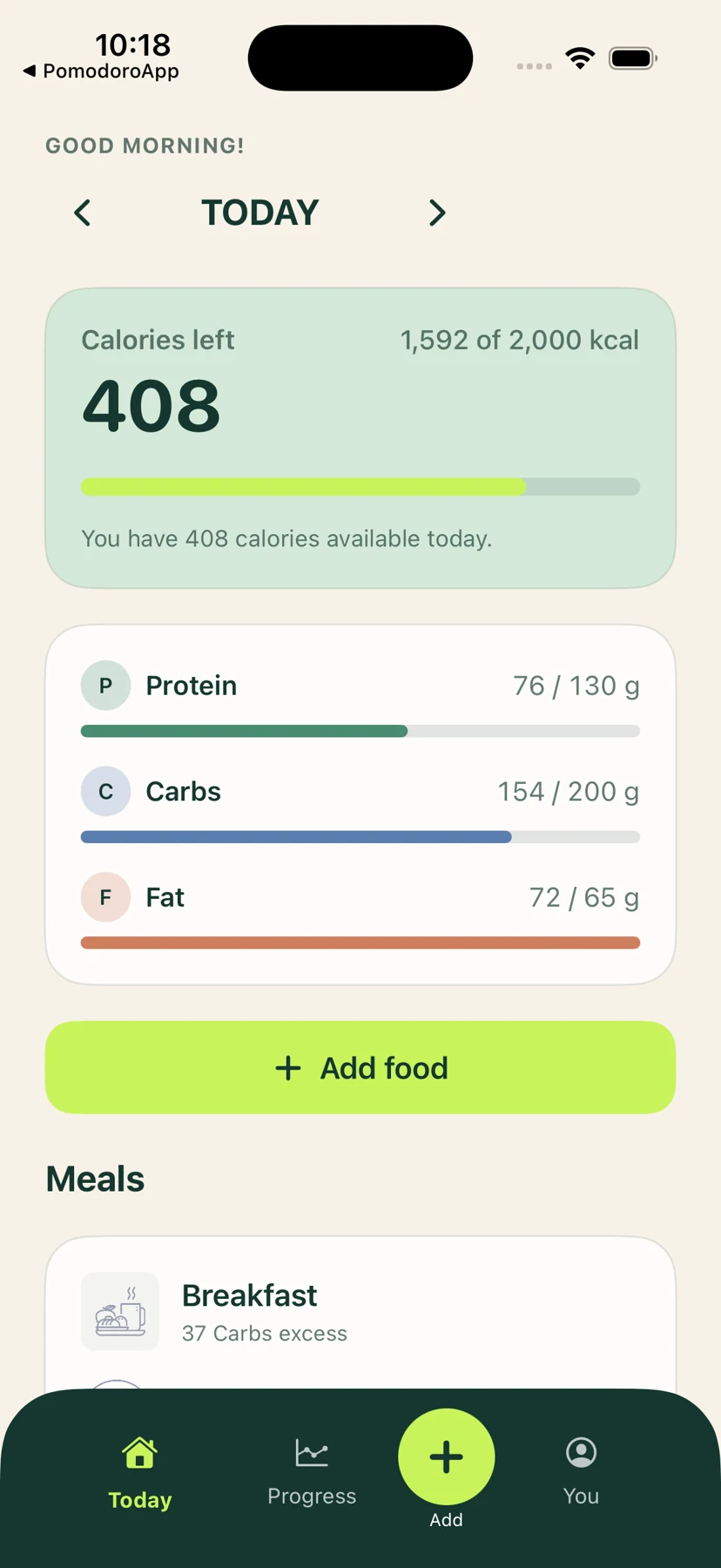 Caloryze — Daily nutrition overview