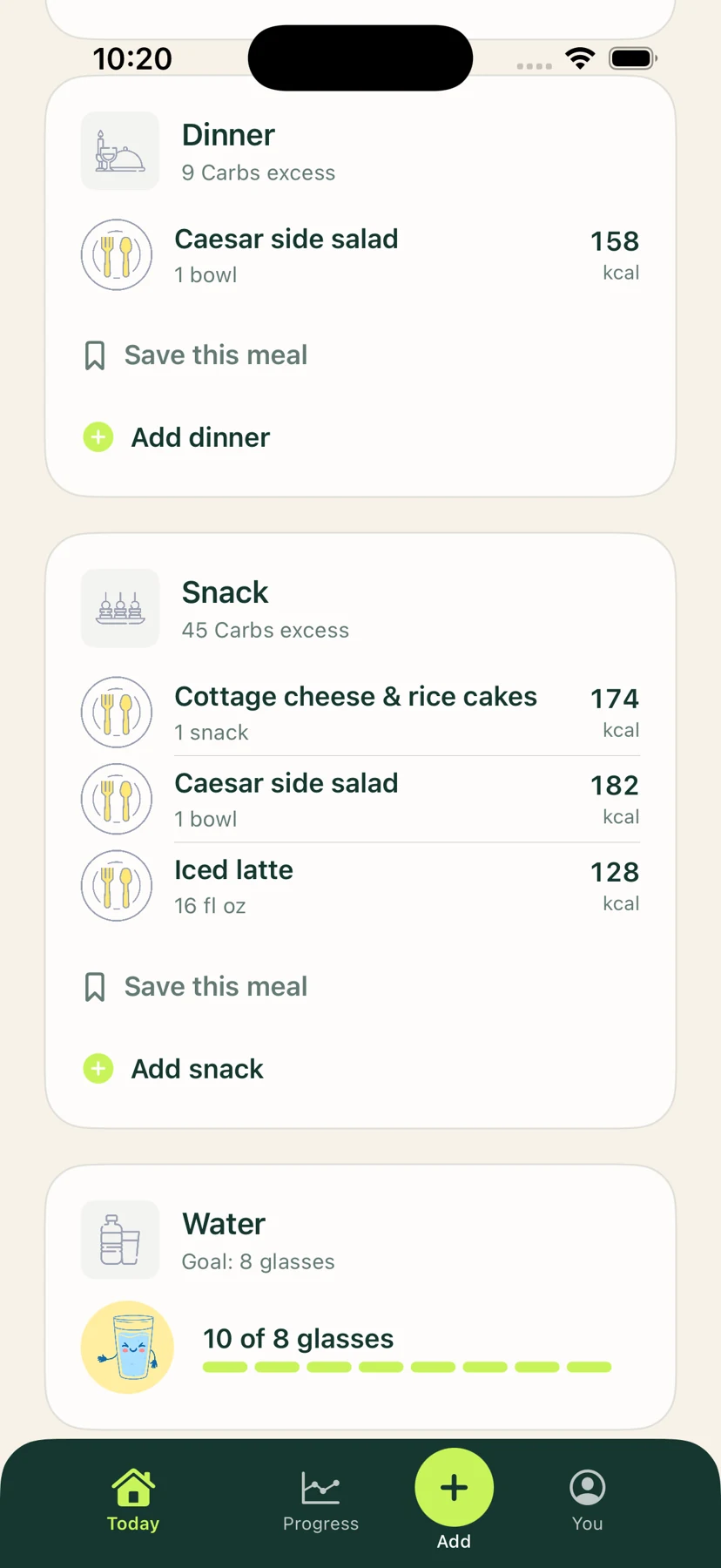 Caloryze: Snacks & hydration
