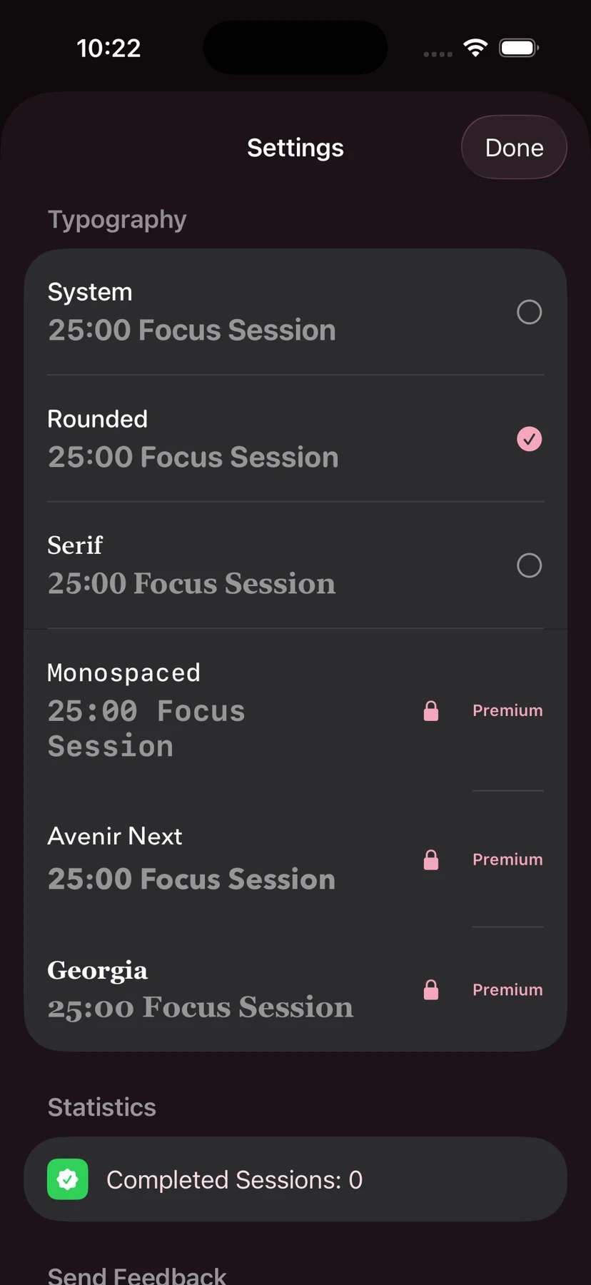 Pomodoro: Typography options